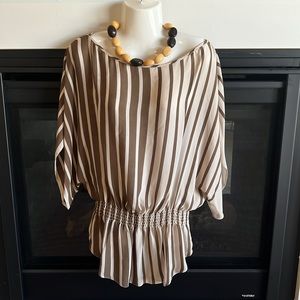 Tan & cream blouse L